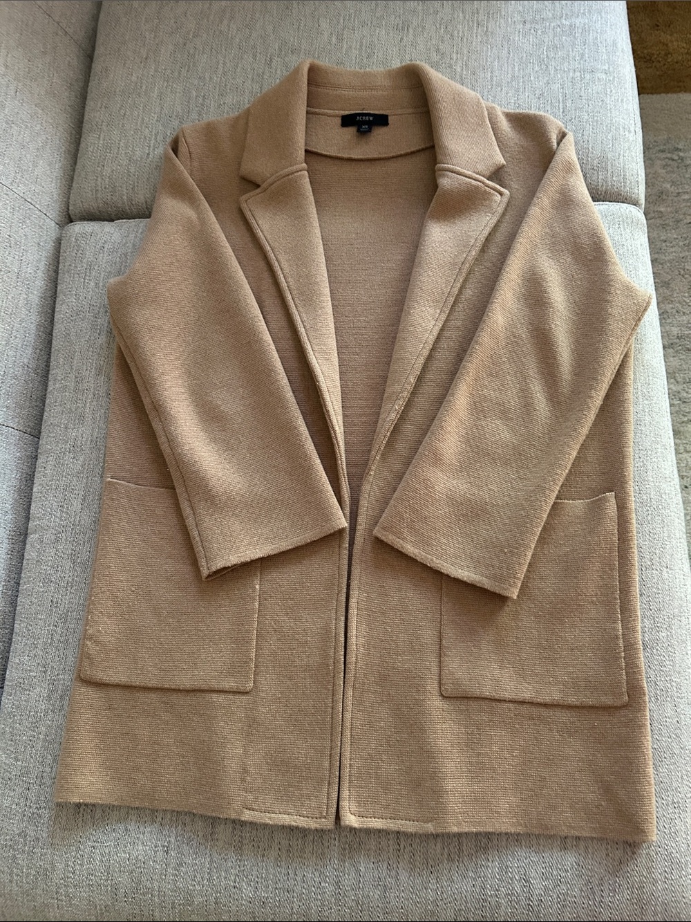J. Crew Camel Open-Front Wool Blend Coatigan
